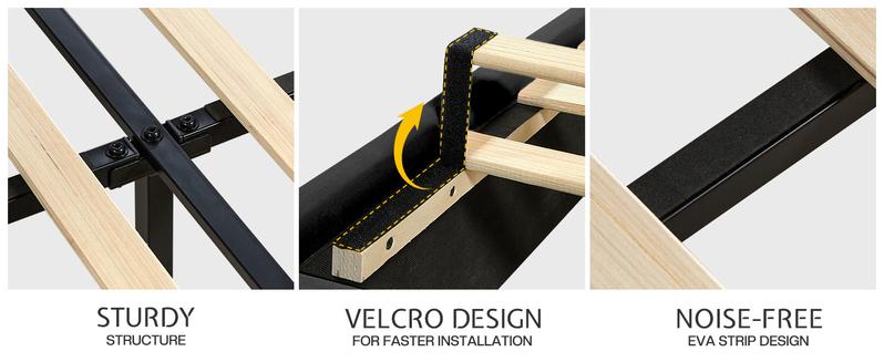 AMERLIFE Modern Upholstered Platform Bed Frame with 4 Storage Drawers and LED Light, Adjustable Headboard with Vertical Channel, No Box Spring Needed/Christmas Gift/Best Gift Ideas