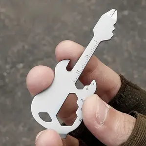 Guitar Bottle Opener Multi-Tool, 100% Stainless Steel EDC Gadget, 6 in 1 Tool [Bottle Opener, Wrench, Screwdriver, Metric Ruler, Wire Cutter] Universal Everyday Carry Pocket and Backpack Tool