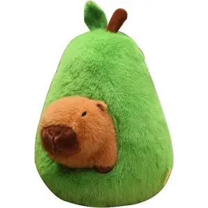 Avocado Capybara Plush, 13.7 Inch Soft Stuffed Animal, Cute Avocado Plush Toy Pillow Doll for Kids and Adults