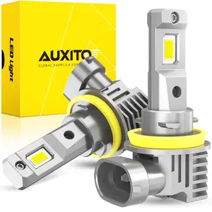 AUXITO H11 H8 H16 LED Fog Light Bulbs, 600% Brightness 6500K Cool White Driving Fog lights, 1:1 Mini Size Front headlight Lamps, Non-polarity, Play and Plug (Pack of 2)