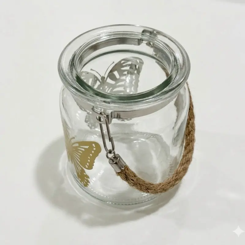 Mayi Divine Flame Candle Holder with Butterfly Design and Rope Handle for Decorative Use