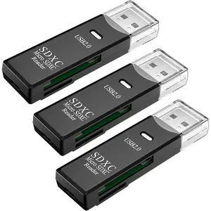 USB SD Card Reader for PC, 3 Packs  SD Card to USB Adapter, Card Reader for Camera Memory Card Reader,  Card Reader for Laptop (3 Pack USB2.0)