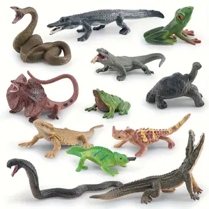 High-Fidelity Amphibian Cold-Blooded Animal Model Set, Action Figures, Lizard Chameleon Snake Crocodile Tree Frog Land Turtle, Eco-Detailed Kids Science Toy