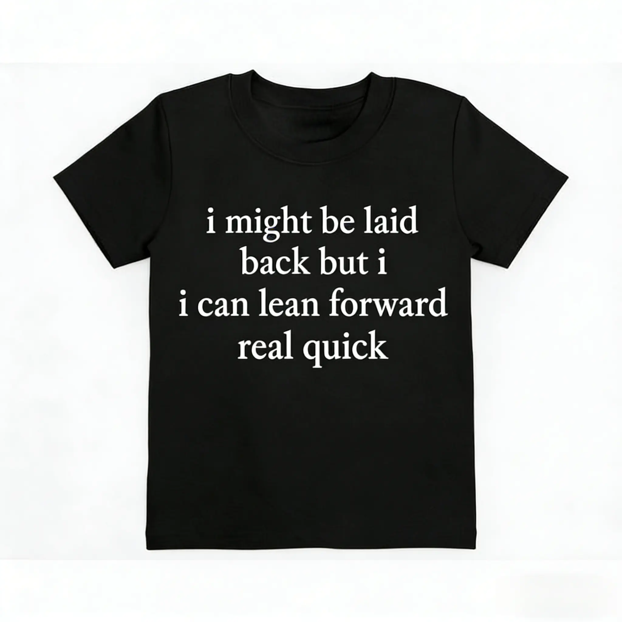 Sarcastic Funny Graphic Sweatshirt, Casual Streetwear Round Neck Long Sleeve Top with "I Might Be Laid Back" Quote