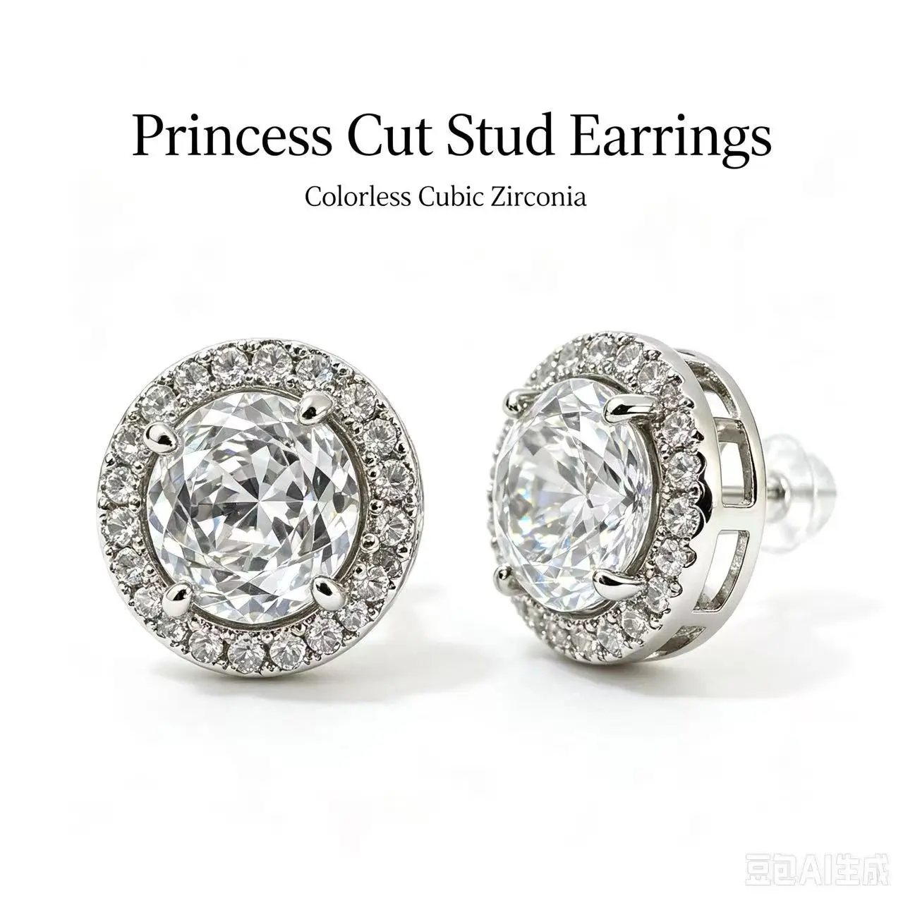 P010 8.0MM  Cluster Zircon Earrings S925 Silver Needle Hypoallergenic For Men Women