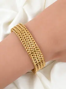 Fashionable Braided Stainless Steel Bracelet, Waterproof Sweatproof, Unisex Chain Design, All Seasons Party Style, No Plated Metal