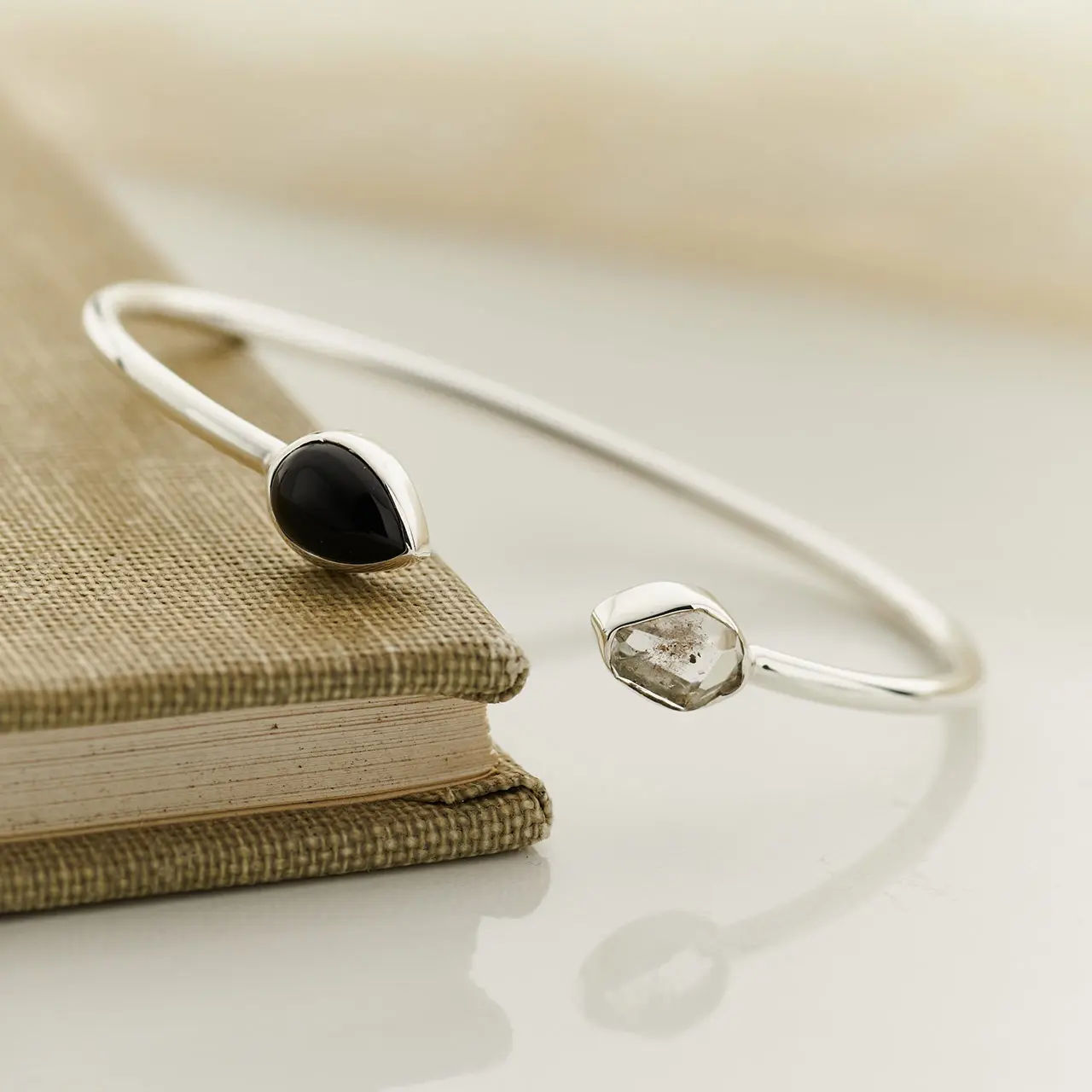 Black Onyx Herkimer Diamond Bracelet
