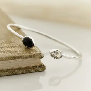 Black Onyx Herkimer Diamond Bracelet