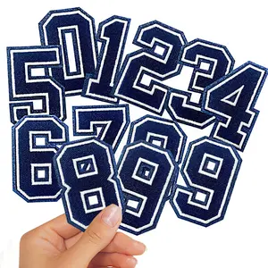 10Pcs Embroidered Iron on Numbers Patches Navy Black 0-9 Patches Denim Applique for Clothes Hat Socks Jeans DIY Accessories Bag Jackets