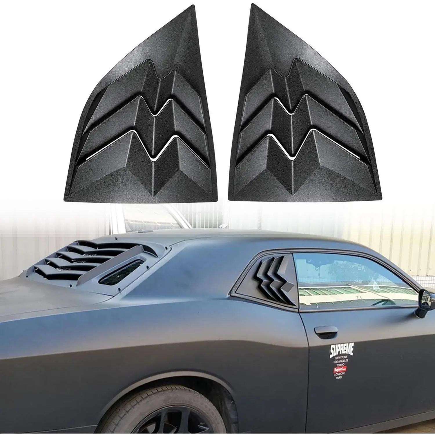 for 2008-2024 Dodge Challenger Side Window Scoop Louvers, ABS Visor Cover, Sun Rain Shade Vent Matte Black Custom Windshield Sunshade Ford Expedition Sunshade for Ford Expedition