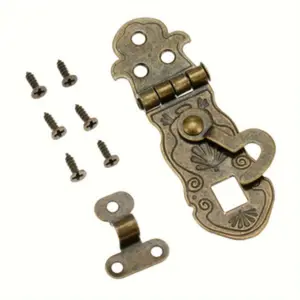 Antique Bronze Color Wood Box Toggle Lock, Carved Floral Design Latch Clasp, Secure Storage Solution, Ideal for Books & Decorative Items