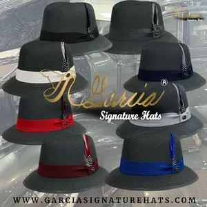 García Signature Classic Smoke Gray Lowrider Derby Hat for Men Women & Kids with Stylish Hat Band & Feathers