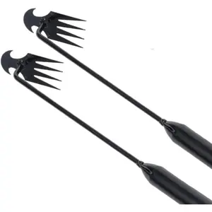 2-Pack Weed Puller Tool, 16-Inch Long Handle with 4 Prongs, Manual Weeder for Garden and Yard Work