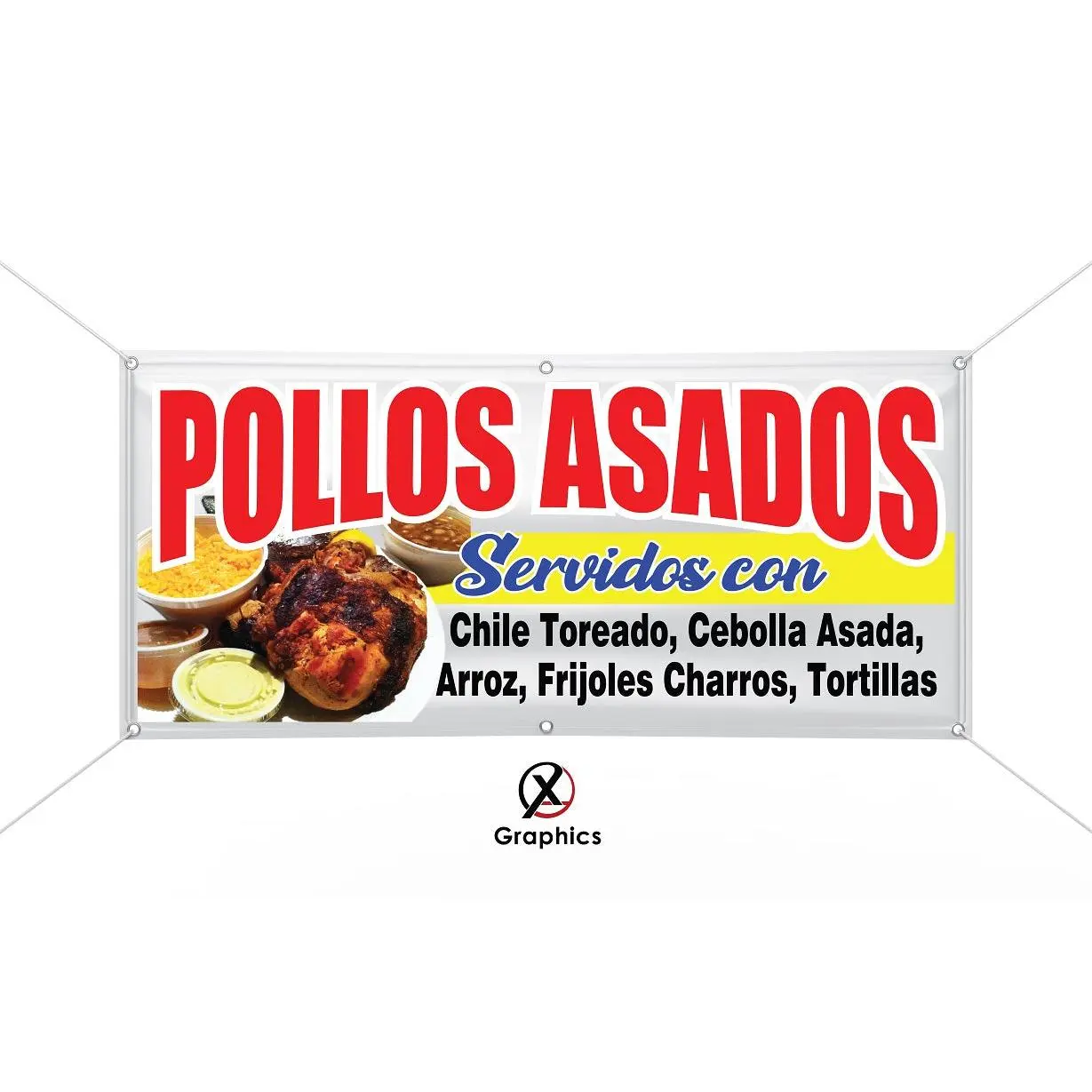 Pollos Asados Vinyl Banner advertising Sign Full color any size Indoor Outdoor Advertising Vinyl Sign With Metal Grommets Grilled Chicken