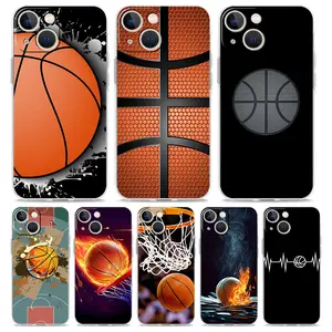 Basketball Basket Number Luxury Transparent Phone Case For iPhone 15 14 13 12 11 Pro Max XS X XR  TPU Clear Cover