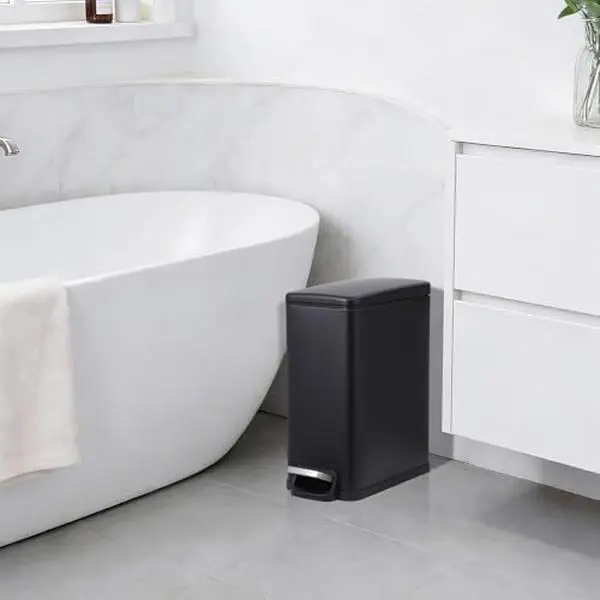 Stainless Steel Pedal Bins, 12+2.6 Gal, Removable, Slim for Home/Office