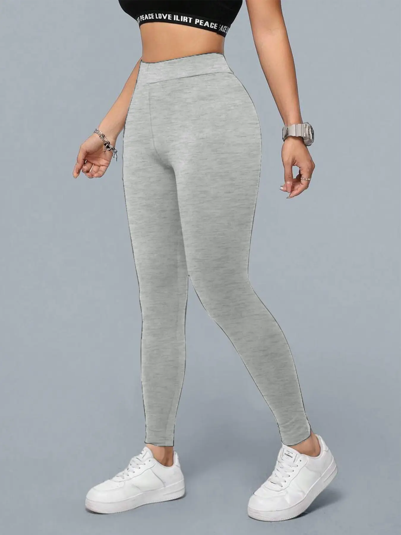 Women's High-Waisted White Pencil Leggings - Stretchy Slim-Fit Fitted Tummy Control Pants | Buttery Soft Fabric, All-Day Comfort for Casual, Workout, Daily & Everyday Wear | Opaque, Non-See-Through, Elastic Waistband