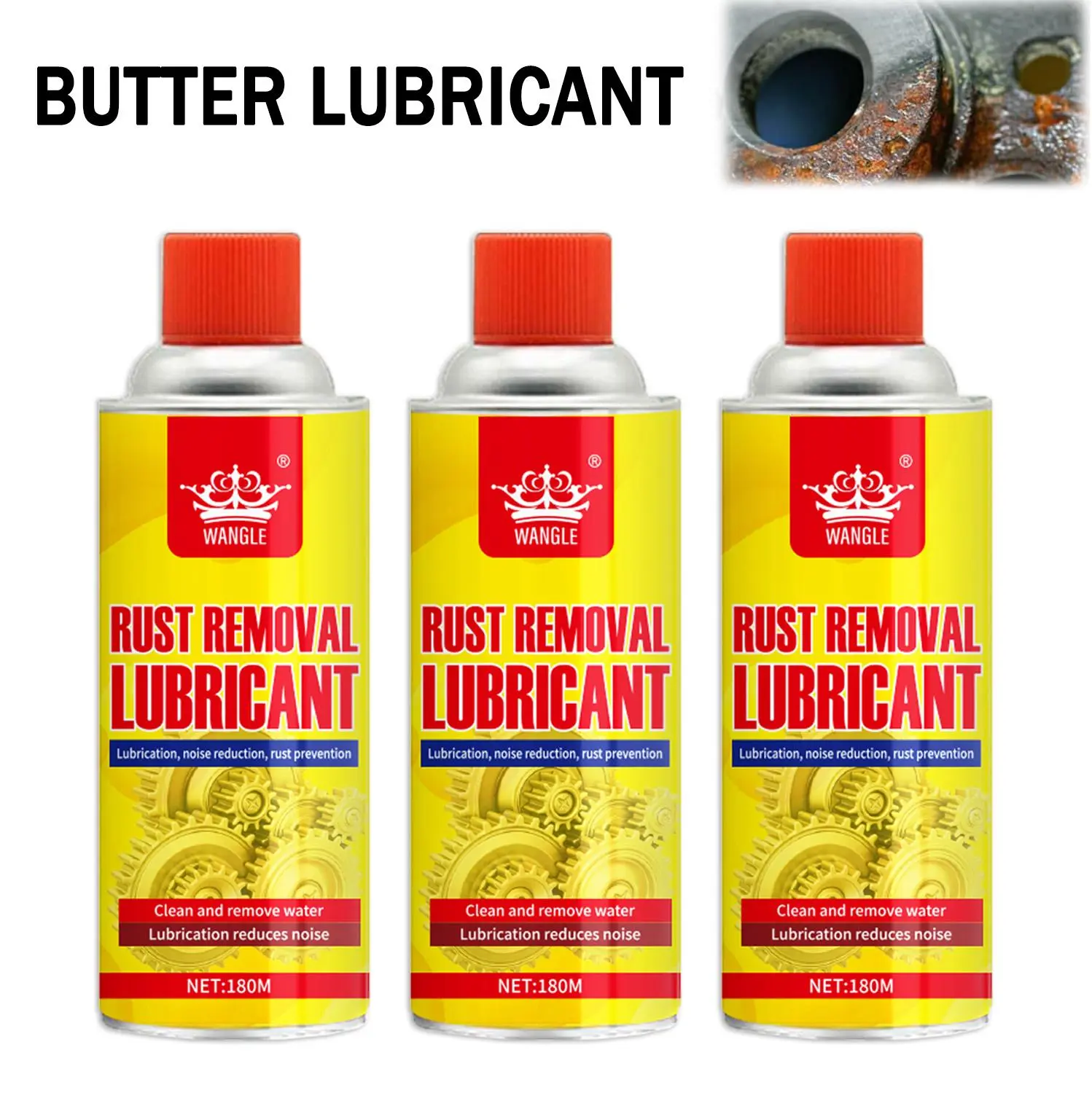180ML Multi-Function Rust Removal Spray Fast Rust Remover, Lubrication, Rust Prevention & Noise Reduction forAll Metal Parts