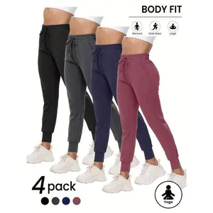 4 Pack Joggers For Women - Sweatpants With Pockets Lightweight Comfy Yoga Pants For Workout Travel Lounge Can be used with raincoat