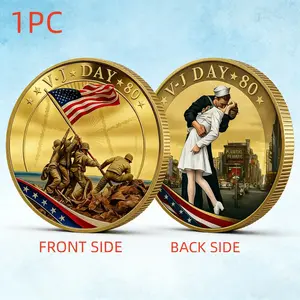 1PC Historical Memorial Theme 3D Relief Commemorative Coin Alloy Memorial Challenge Coin Vintage Era Style Metal Display Decor Suitable For Friend Coworker Gift Christmas Anniversary Party Event Collection Home Office Showcase Decorative Collectible