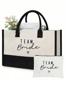 Bride Handbags And Makeup Bags, Bridal Print Zipper Makeup Bags, Personalized Bridal Gifts, Suitable For Weddings, Bridal Showers, Bachelorette Parties, Engagements, Honeymoons, Gifts For Good Friends, Bridal Souvenirs