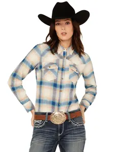 Shyanne Women's Women'S Plaid Print Long Sleeve Button-Down Western Shirt - Srsp25w86-Iv