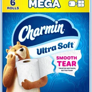 Charmin Ultra Soft Toilet Paper, 6 Mega Rolls = 24 Regular Rolls