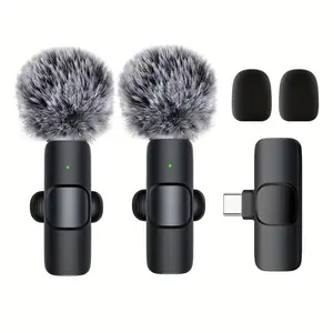 HDNKT Professional Wireless Microphone for Smartphones & Laptops USB Type-C 360° Omnidirectional Sound Noise Reduction Rechargeable Battery Ideal for Interviews Podcasts Vlogs Live Streaming Gear Compact Microphone mic wireless murah microphone - Audio