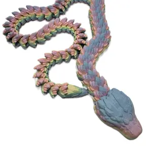 Long Dragon Snake pastel  Articulated 3D Printed Figure - Original Design, Durable, Playful, Ideal for Collectors, Color Variance Available
