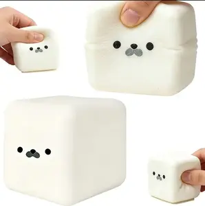 2pc "Seal" Slow-Rising Squishy Toys, Tofu White Cube Stress Relief Items with Soft Silky-Smooth Texture, Squeezable Dough-Like Touch for Anxiety Alleviation (Toys & Hobbies DIY Specialty Supplies)