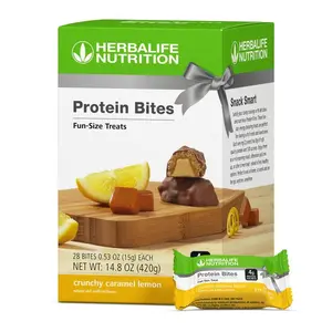Herbalife Protein Bites Crunchy Caramel Lemon 28 Bite Size Pieces Fun Size Treats with Protein Blend & Crunchy Cereal Bites for Daily Nutrition Snack Snack