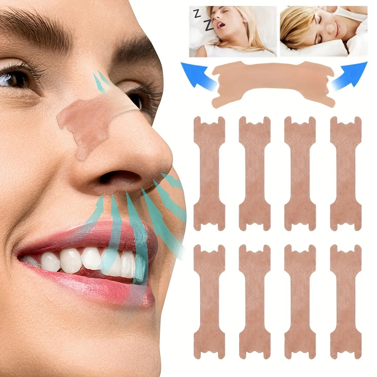 Breathe Right Nasal Strips, 30pcs Comfortable & Reusable for Better Breathing, Nasal Breathing Patch, Durable Design for Restful Sleep Experience, Nightly Use