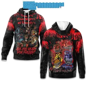 Are You Ready For Freddy FNAF Hoodie, All Over Print Horror Game Pullover XS-6XL, Creepy Fazbear Fazbear Fan Sweatshirt, Unisex Gamer Gear