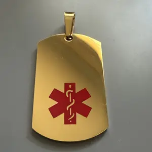Medical Alert Pendant EMT 24 Inch Stainless Steel Ambulance Nurse Gold Tone