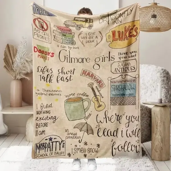 Warm Daily Life Story Graphic Flannel Throw Blanket, humorous lightweight plush fabric suitable for sofas, portable warm home cover, sweet thoughtful birthday and Christmas presents for daily home leisure use