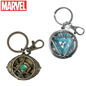 Marvel Iron Man Arc Reactor Doctor Strange Eye of Agamotto Metal Alloy Keychain 1pc Official License Colored Time Stone Container Pewter Keyring Glow in the Dark Power Core Bag Clip Pendant 3D Design Drop-proof Durable Accessory Collection Avengers Gift
