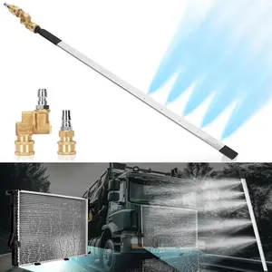 24''Portable Radiator Cleaning Wand,Pressure Washer & Pressure Air Pump Flush Car Radiator Power Washer Wand with 4 Nozzle TipsQuick Cleaning,Two 1/4''Quick Coupler