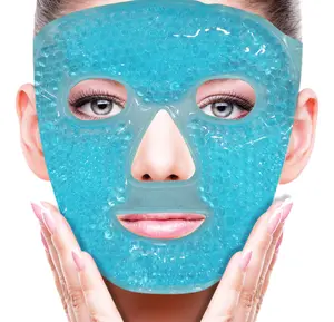 Cold Face Eye Mask Ice Pack Reduce Facial Puff, Dark Circles, Gel Beads Hot Heat Cold Compress Pack, Face SPA for Woman Sleeping, Pressure, Headaches, Skin Care, Post Laser Cosmetic Care[Blue]
