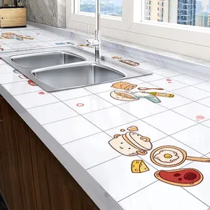 6M Marble Decor Stickers Self Adhesive Waterproof Oil Proof Aluminum Foil Wallpaper for Kitchen Cabinet Countertop Renovation