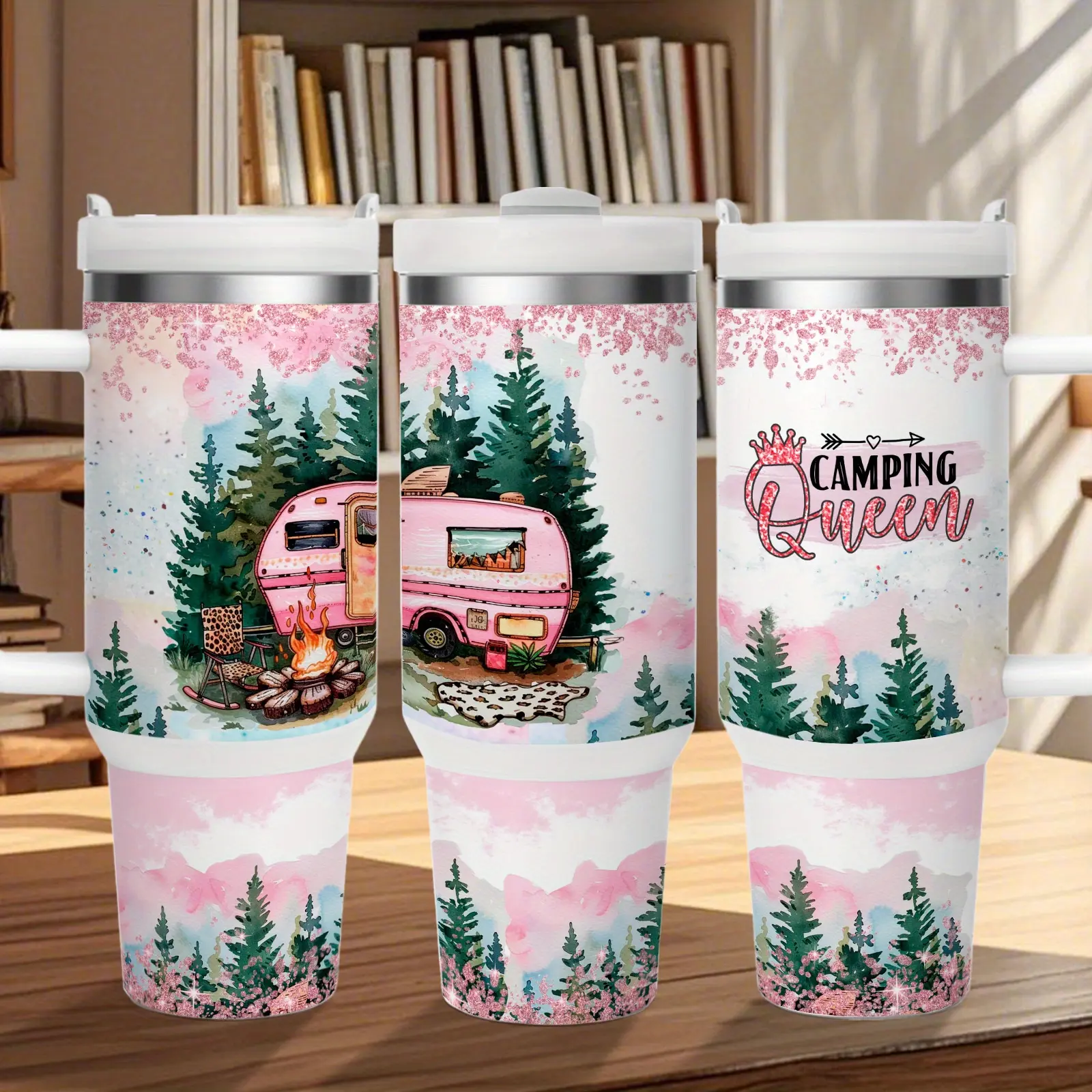 40oz Stainless Steel Double-Walled Insulated Thermo Tumbler - Leak-Proof 1-Piece Portable Daily Carry Mug,  Heat Resistant Durable Drinkware with Straw Lid, Printable Sublimation Water Bottle, White