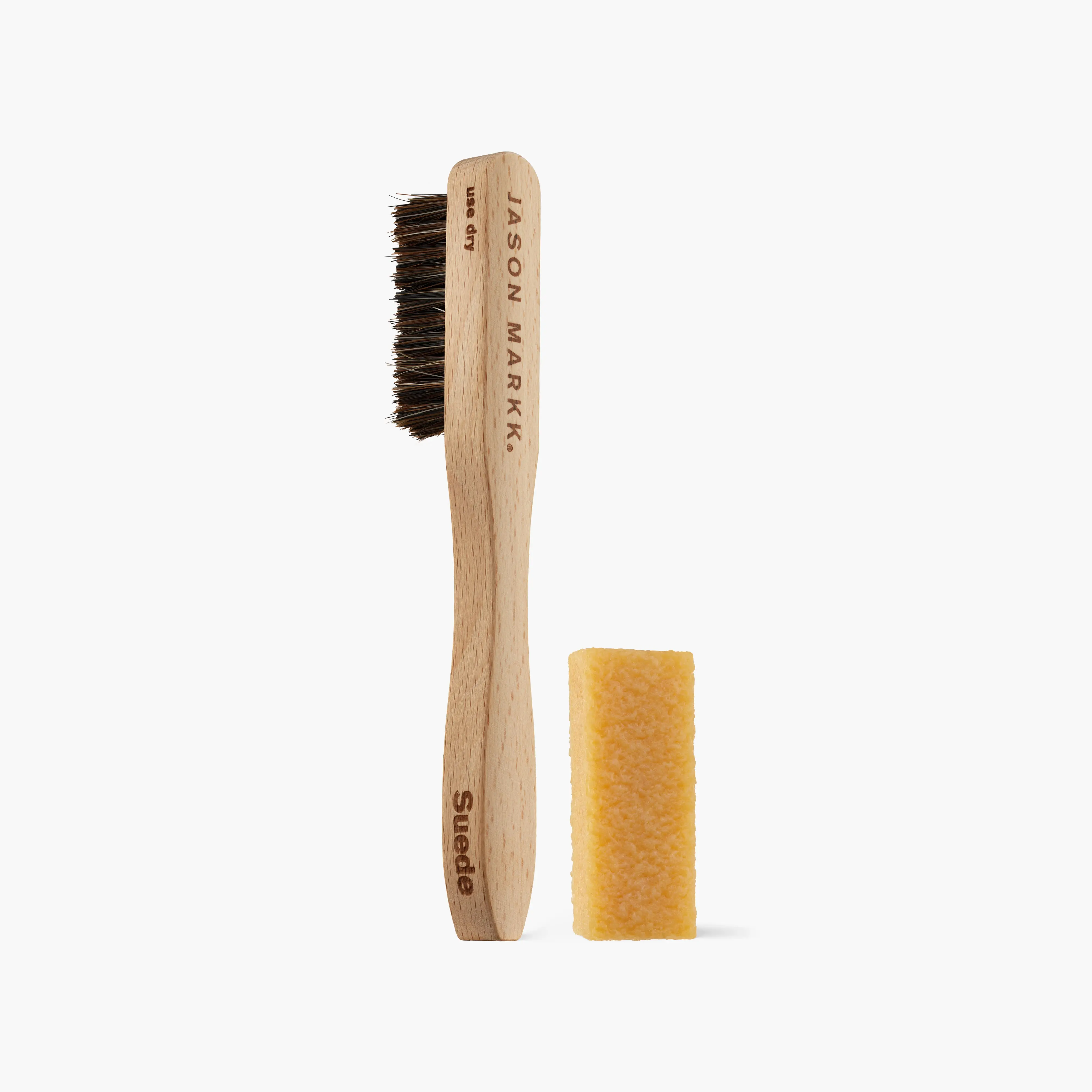 Jason Markk Premium Suede Shoe Cleaning Kit, Horsehair Brush with Ergonomic Beech Wood Handle and Dry Clean Dirt Eraser