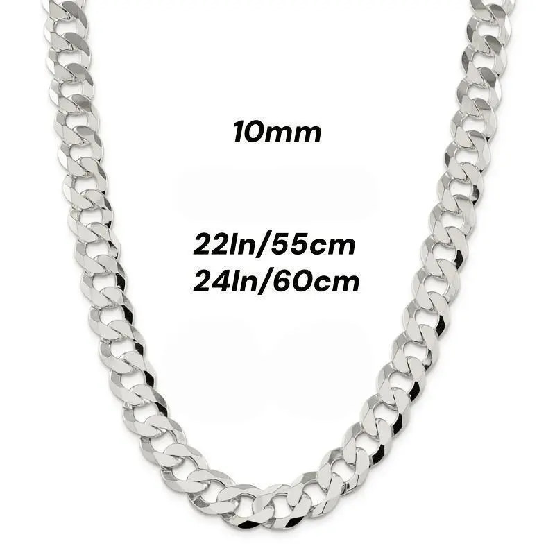 Italian S925 Silvery 10Mm Cuban Chain Necklace, Hip Hop Style Men'S And Women'S Fashion And Durable Design - Perfect Gift, All Occasions, Weddings, Valentine'S Day, Halloween, Christmas, Anniversaries Italian S925 Silvery 10Mm Cuban Chain Necklace, Hip Hop Style Men'S And Women'S Fashion And Durable Design - Perfect Gift, All Occasions, Weddings, Valentine'S Day, Halloween, Christmas, Anniversaries