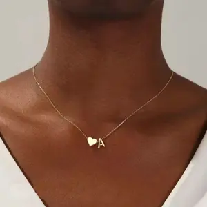 Women's Mini Letter Necklace |     Gold Heart-Shaped A-Z Necklace |     Delicate Heart-Shaped Name Necklace |     Personalized Letter Pendant |     Birthday Gift |     Anniversary Gift |     Women's Jewelry |     Girls' Jewelry |     Mother's Day Gift