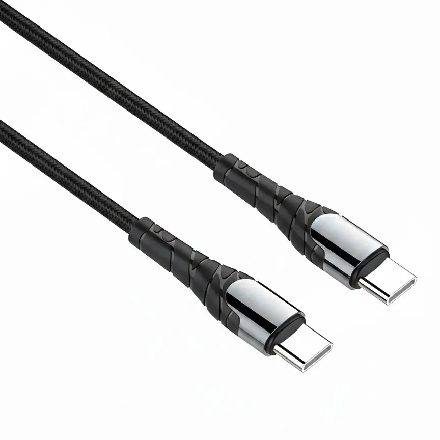 USB-C to USB-C Fast Charging Cable 60W PD Braided Type-C Charger Cord for iPhone 15 Samsung iPad MacBook Android 3.3FT 5FT Black White