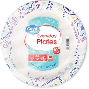 AGS Great Value 8 5/8" Heavy Duty Premium Party Paper Plates, 100 ct
