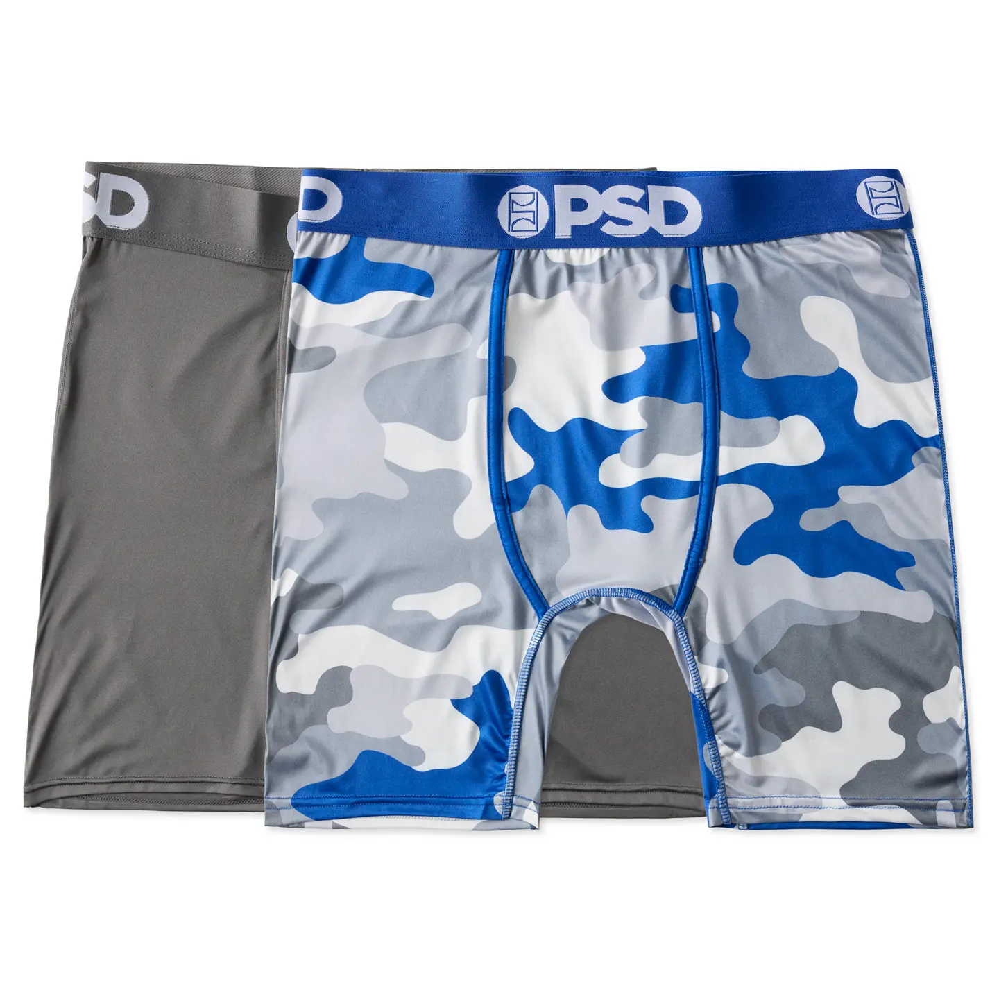 PSD Mens Camo Boxer Brief 2 Pack - Standard Length 7 Inch Inseam, Soft and Breathable Cotton Blend Fabric