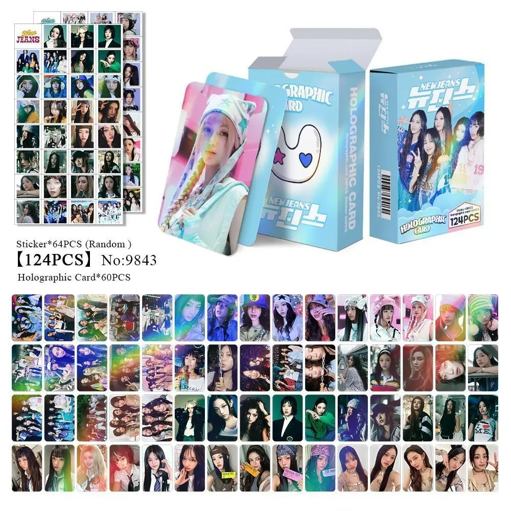 NewJeans Inspired NJZ 124pcs Shiny Holographic Photocards – Retro-Futuristic K-pop Fan Collectibles