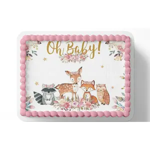 WOODLAND BABY SHOWER CUPCAKE TOPPERS, WOODLAND CUPCAKE TOPPER,  WOODLAND DECORATIONS, WOODLAND PARTY, EDIBLE IMAGE, EDIBLE PICTURE