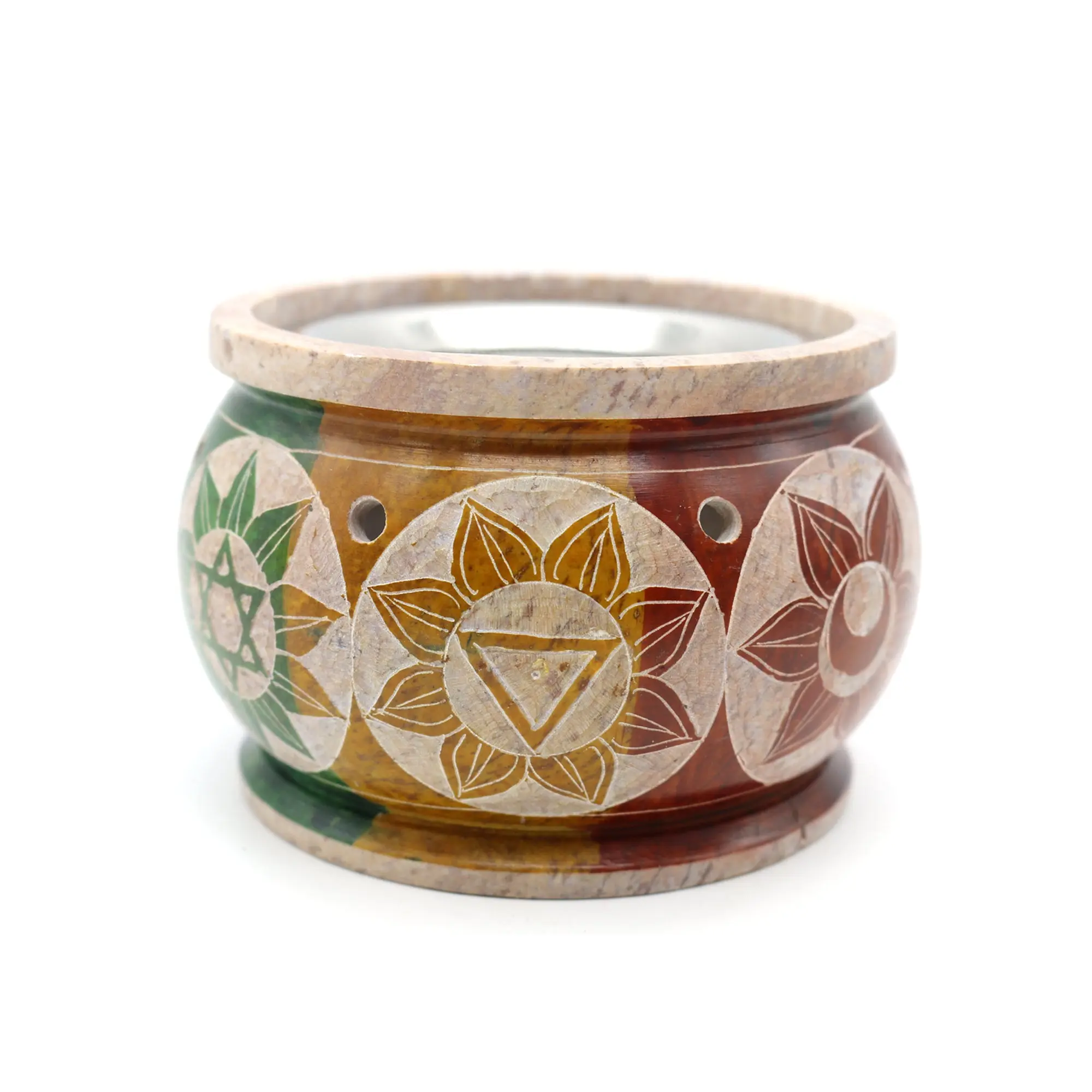 Multi Color 7 Chakras Soapstone Charcoal Burner