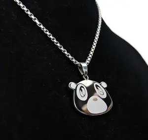 Hiphop Dropout Bear Necklace Stainless Steel Chain Hiphop Pendant Streetwear Accessory, Perfect Gift for hiphop fan and ye fans